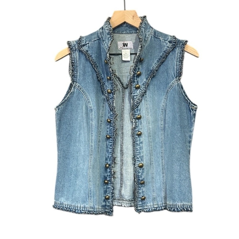 Junction West Denim Sleeveless Ruffle Edge Vest Vintage Festival Medium